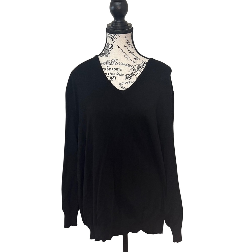 Love Ellie V-Neck Sweater‎ Criss Cross Back Pullover Knit Top Black 3X